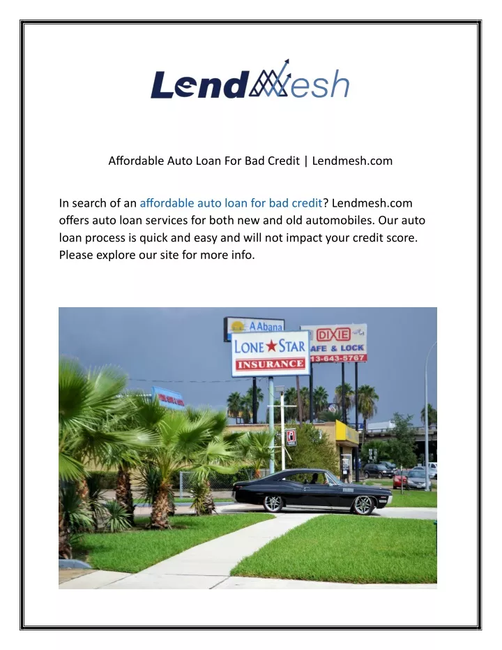 affordable auto loan for bad credit lendmesh com