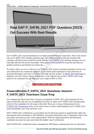 Real SAP P_S4FIN_2021 PDF Questions [2023] - Get Success With Best Results