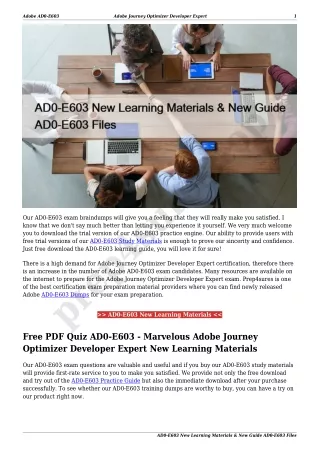 AD0-E603 New Learning Materials & New Guide AD0-E603 Files