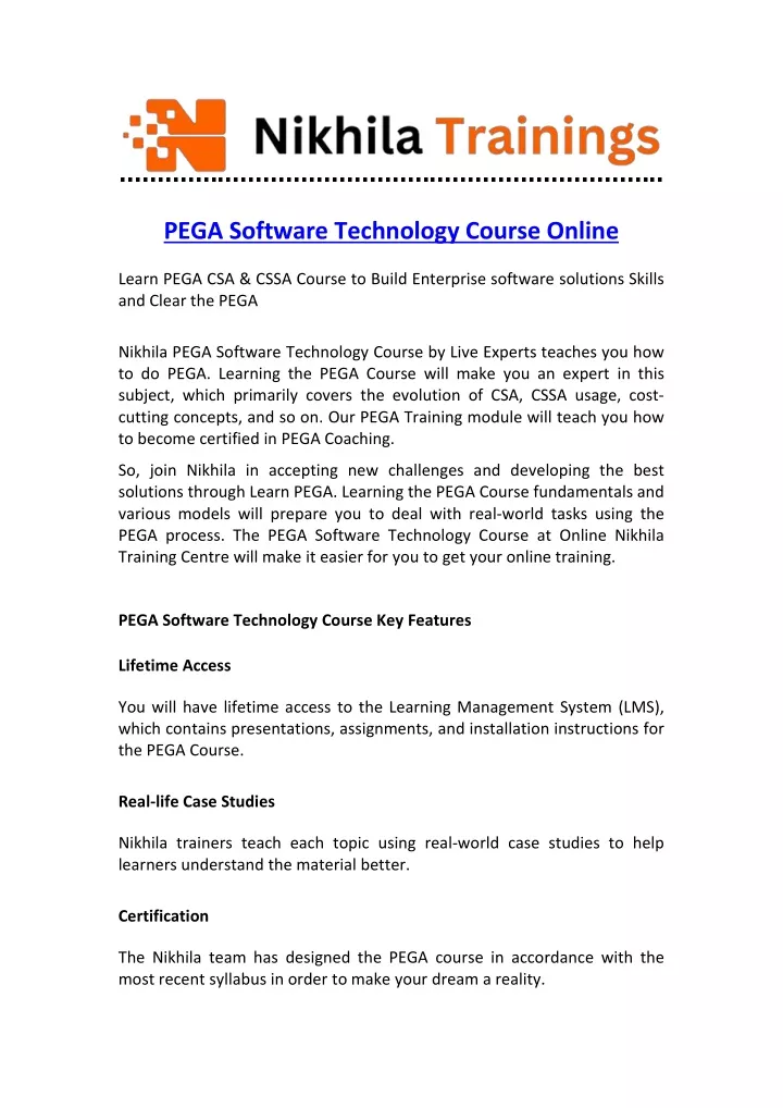 pega software technology course online