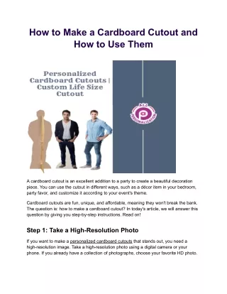 how to make a cardboard cutout and how to use them