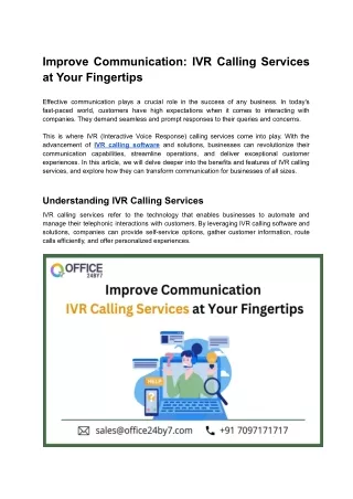improve communication ivr calling services