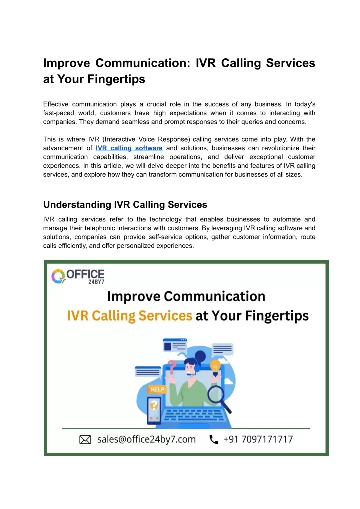 improve communication ivr calling services