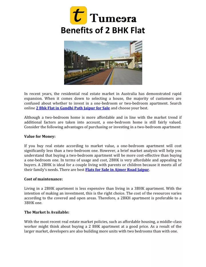 benefits of 2 bhk flat
