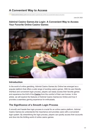 Admiral Casino Games.biz Online: A Convenient Way to Access
