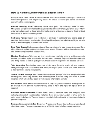how to handle summer pests at season time facing