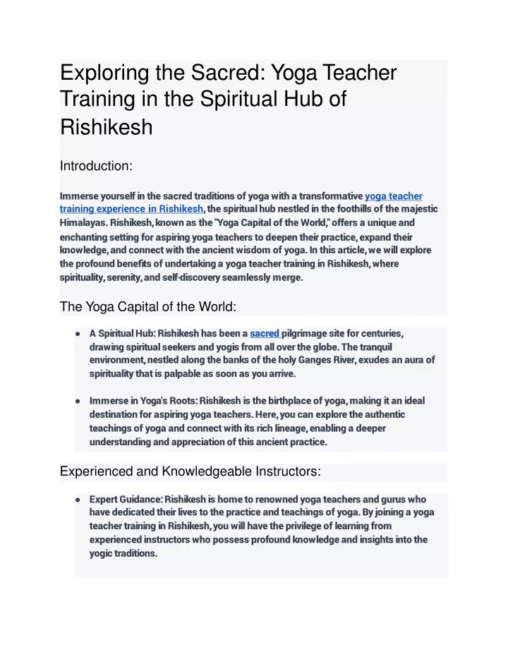 exploring the sacred yoga teacher training