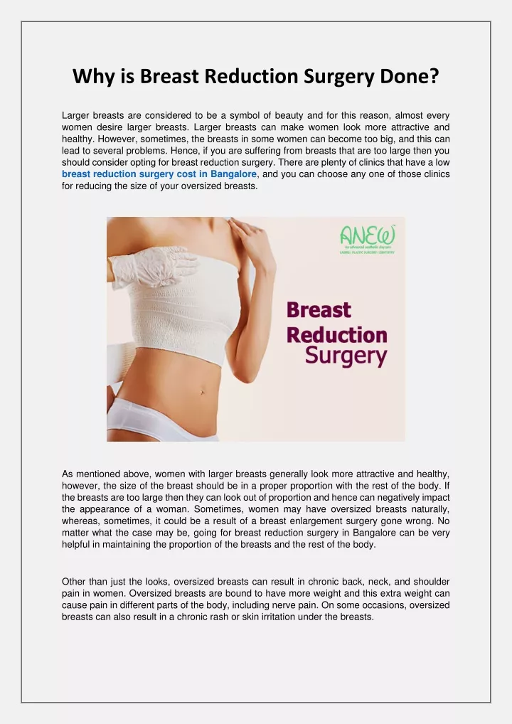 why is breast reduction surgery done