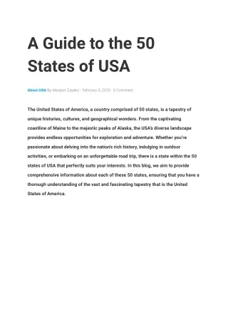 A Guide to the 50 States of USA