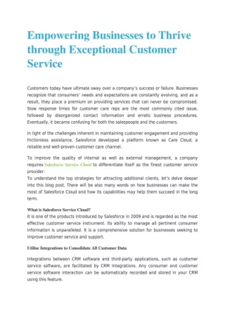 Empowering Businesses to Thrive through Exceptional Customer Service