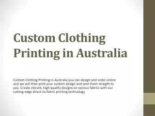 Custom Clothing Printing in Australia