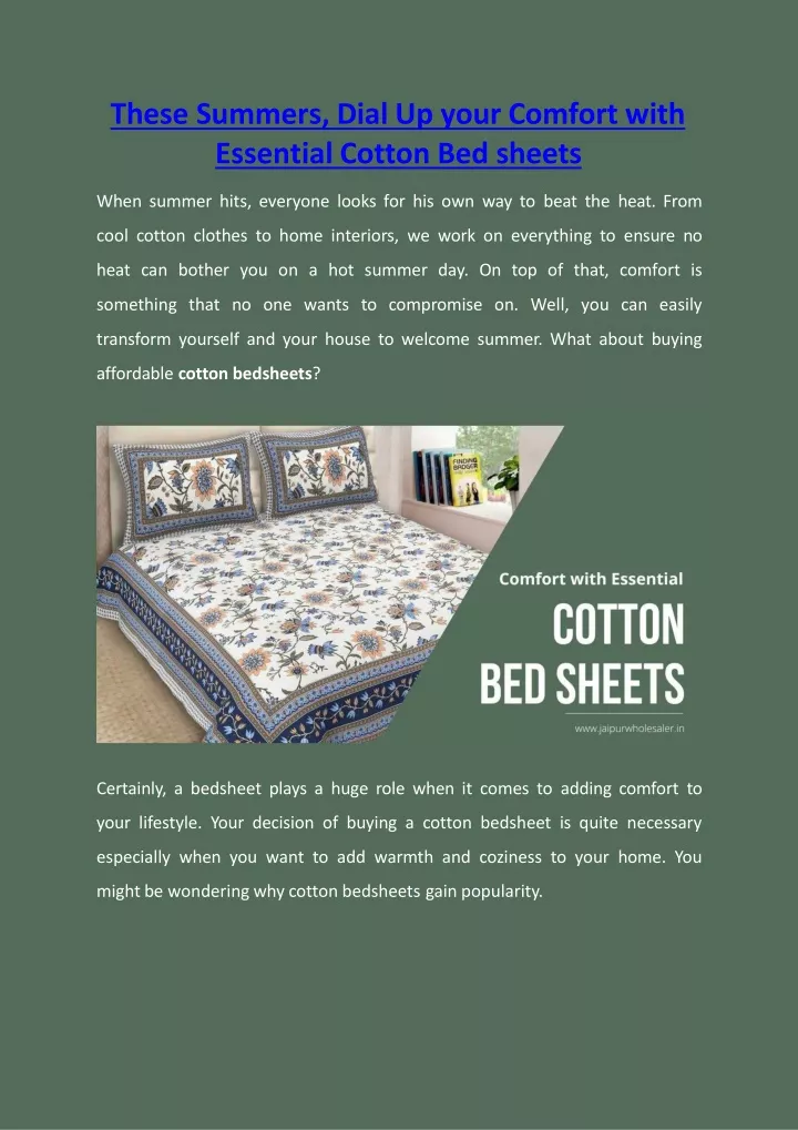 these summers dial up your comfort with essential cotton bed sheets