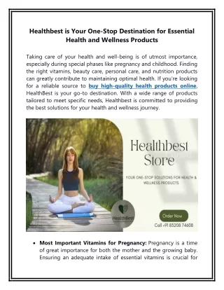 Healthbest is Your One-Stop Destination for Essential Health and Wellness Produc