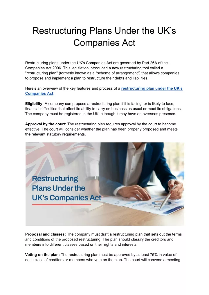 restructuring plans under the uk s companies act