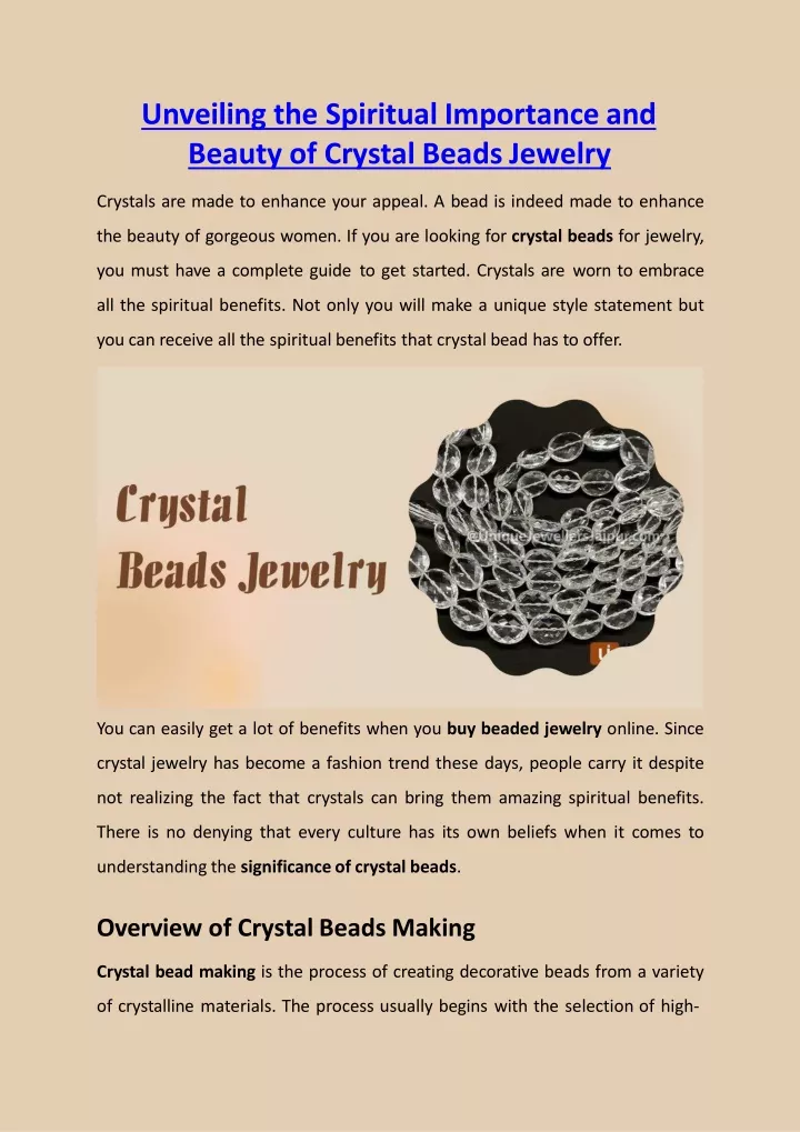 unveiling the spiritual importance and beauty of crystal beads jewelry