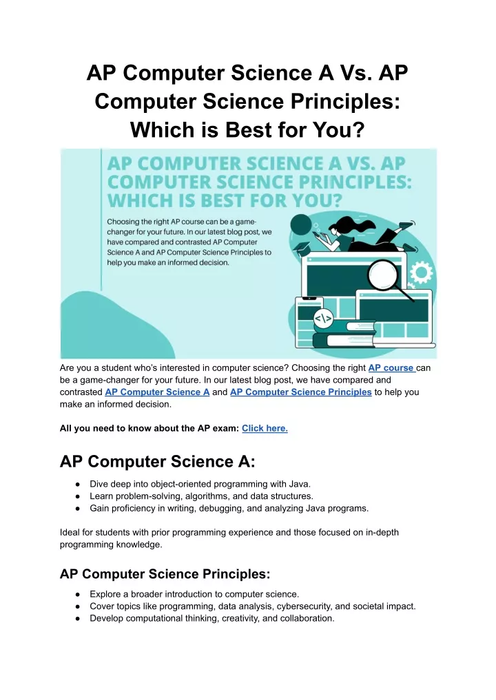 ap computer science a vs ap computer science