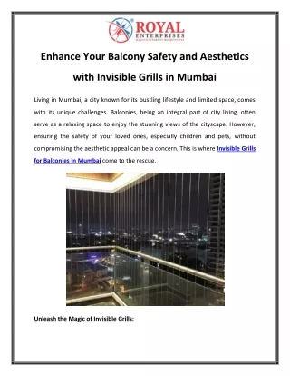 Enhance Your Balcony Safety and Aesthetics with Invisible Grills in Mumbai