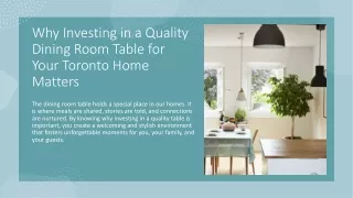 How a Quality Dining Room Table Enhances Your Toronto Home