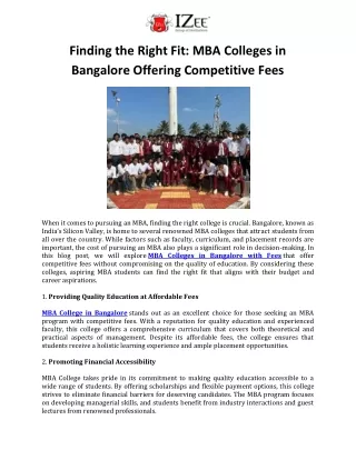 Finding the Right Fit  MBA Colleges in Bangalore Offering Competitive Fees