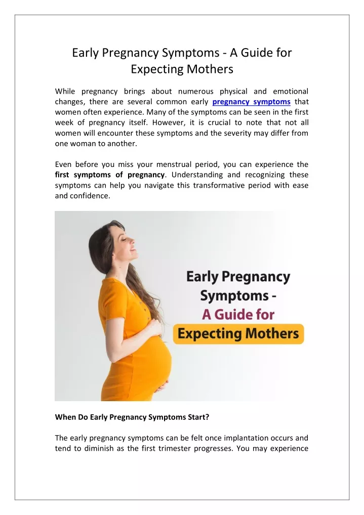 early pregnancy symptoms a guide for expecting
