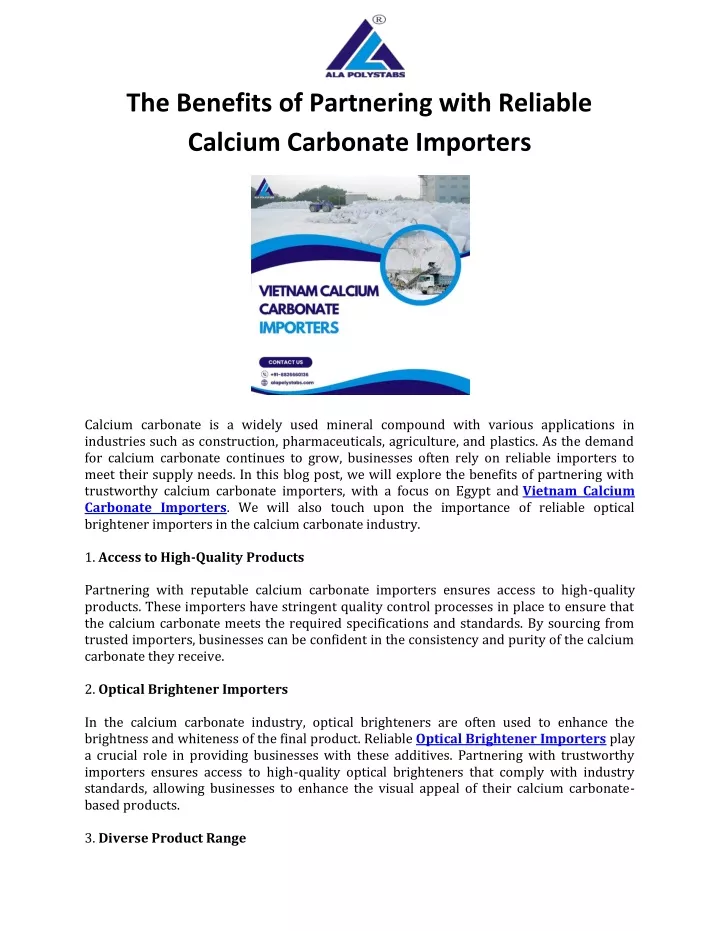 the benefits of partnering with reliable calcium