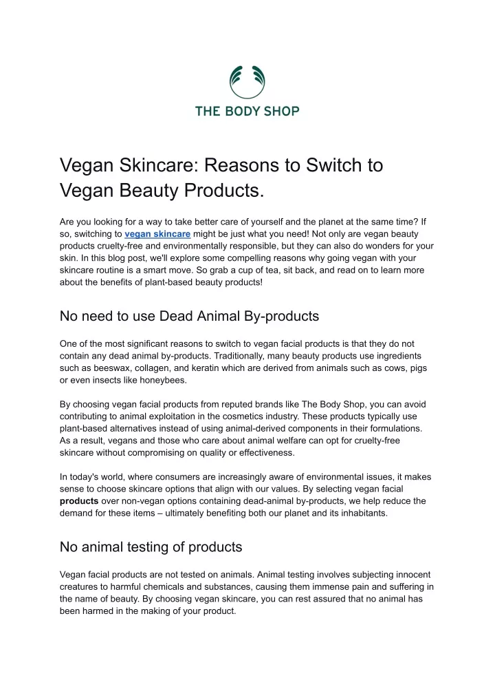 vegan skincare reasons to switch to vegan beauty