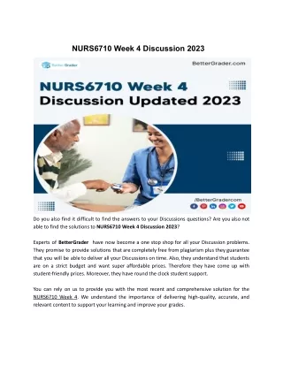 NURS6710 Week 4 Discussion 2023