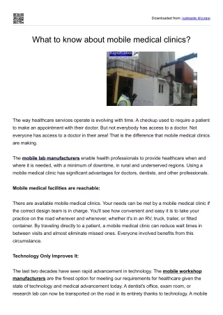 Things to know about mobile medical clinics