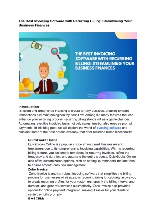 The Best Invoicing Software with Recurring Billing_ Streamlining Your Business Finances
