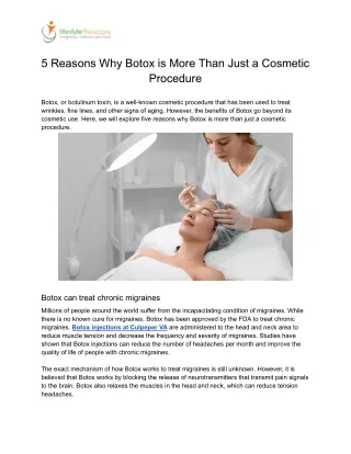 5 Reasons Why Botox is More Than Just a Cosmetic Procedure