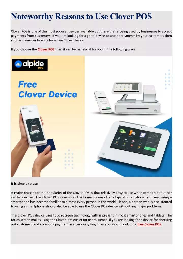 noteworthy reasons to use clover pos