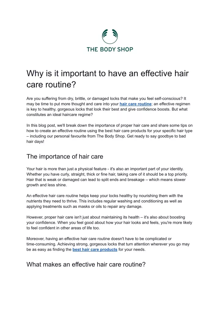 PPT - Why is it important to have an effective hair care routine ...