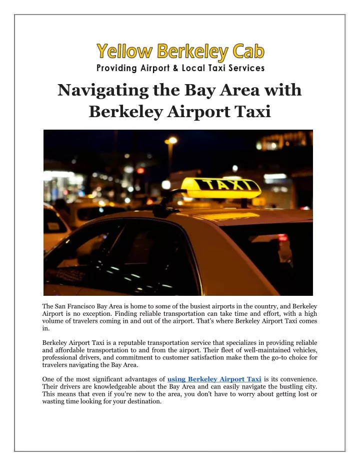 navigating the bay area with berkeley airport taxi