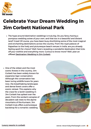 Celebrate Your Dream Wedding In Jim Corbett National Park