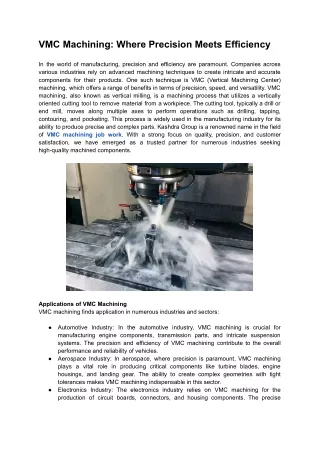 vmc machining where precision meets efficiency