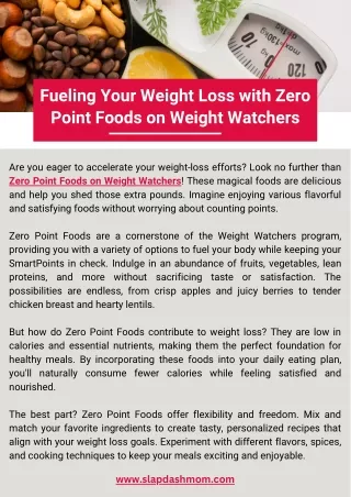 Fueling Your Weight Loss with Zero Point Foods on Weight Watchers
