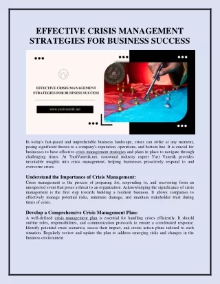 EFFECTIVE CRISIS MANAGEMENT STRATEGIES FOR BUSINESS SUCCESS