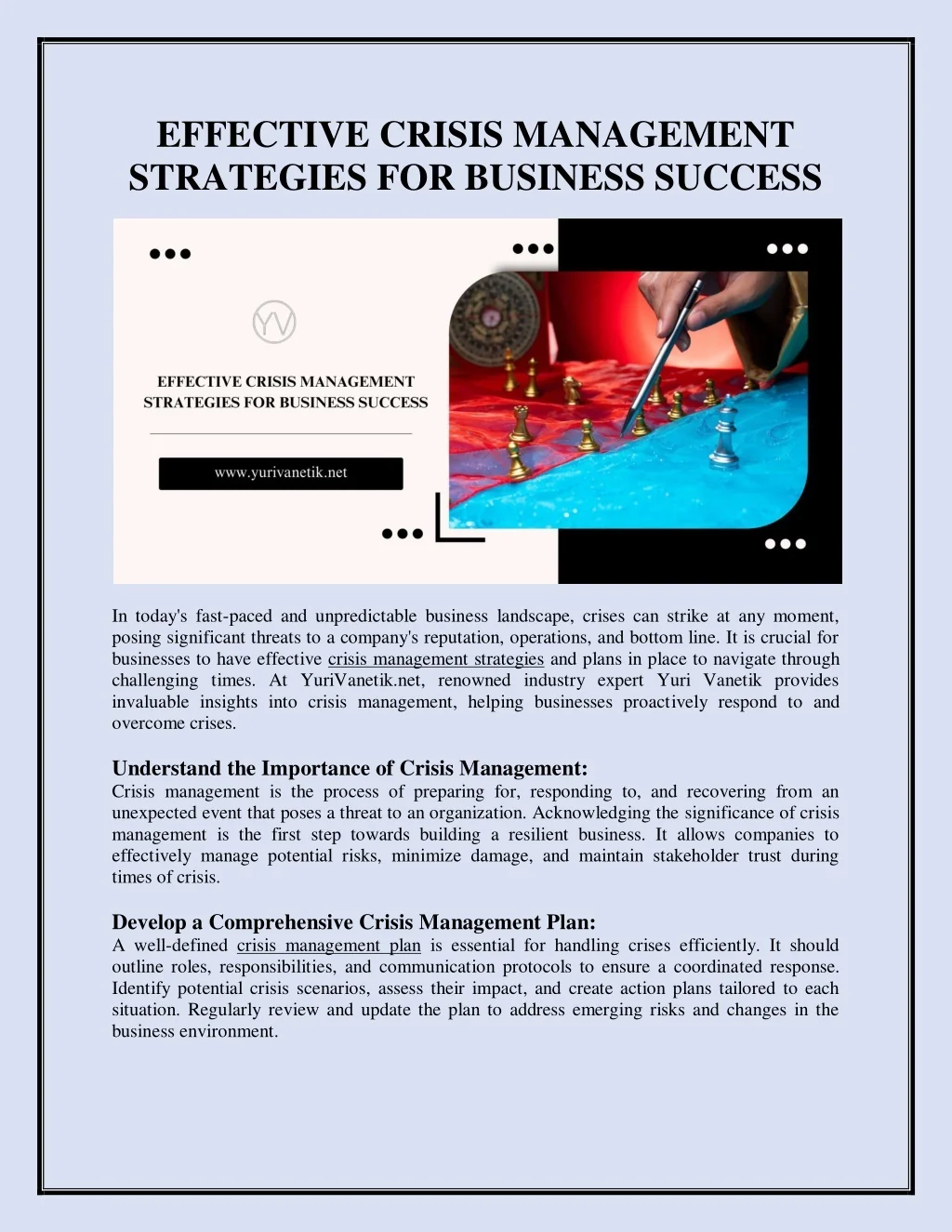 PPT - EFFECTIVE CRISIS MANAGEMENT STRATEGIES FOR BUSINESS SUCCESS ...