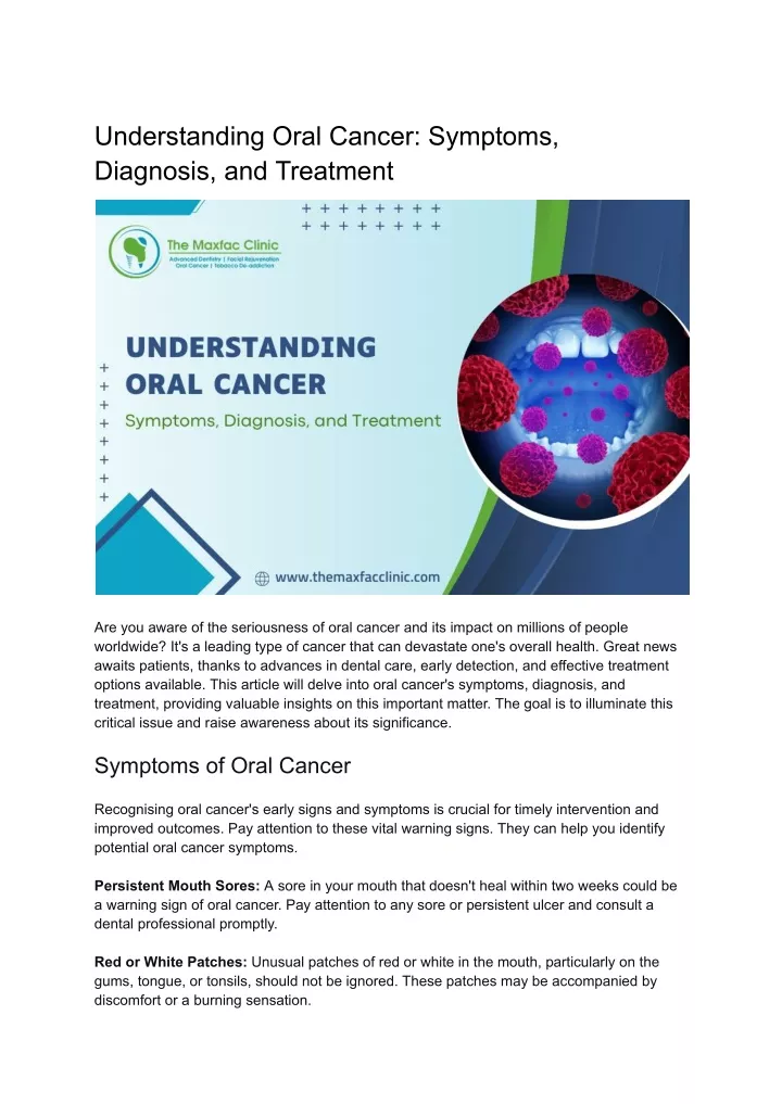 understanding oral cancer symptoms diagnosis