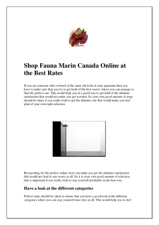 Shop Fauna Marin Canada Online at the Best Rates