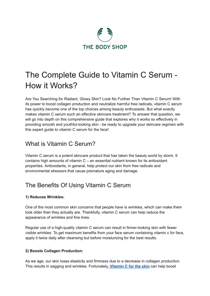 the complete guide to vitamin c serum how it works