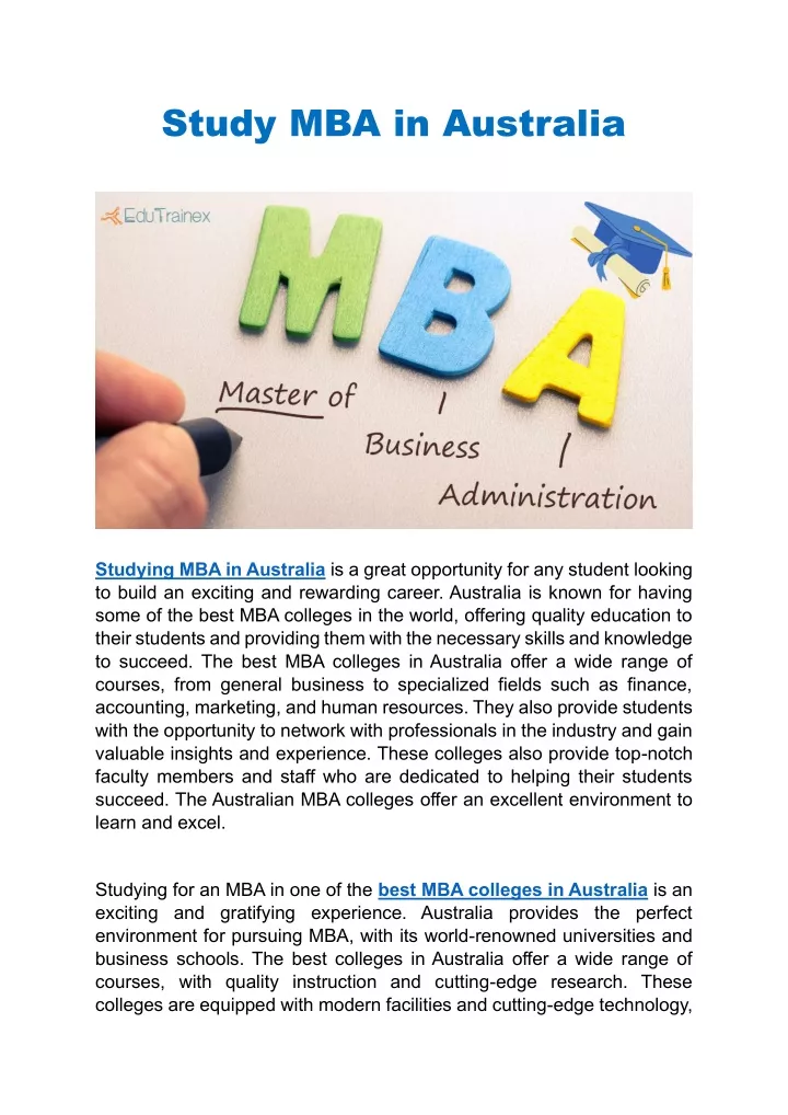 study mba in australia