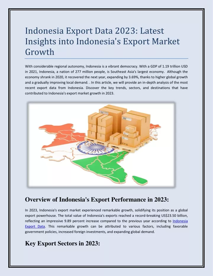 indonesia export data 2023 latest insights into