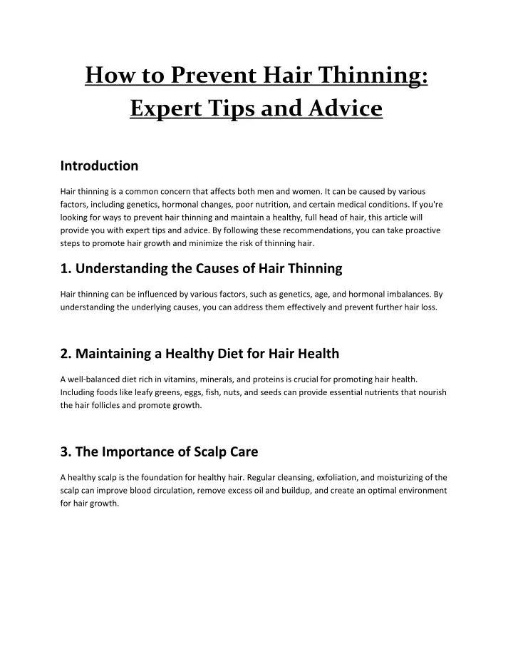 how to prevent hair thinning expert tips