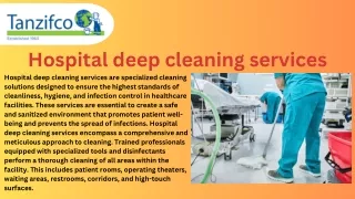 Hospital deep cleaning services