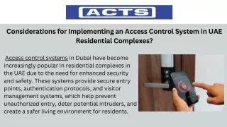 Considerations for Implementing an Access Control System in UAE Residential Complexes