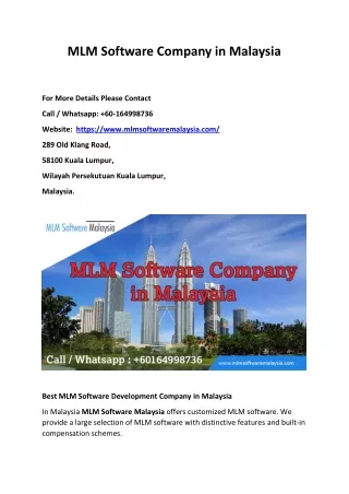 MLM Software Company in Malaysia