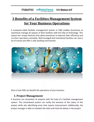 3 Benefits of a Facilities Management System for Your Business Operations