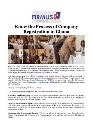 Know the Process of Company Registration in Ghana