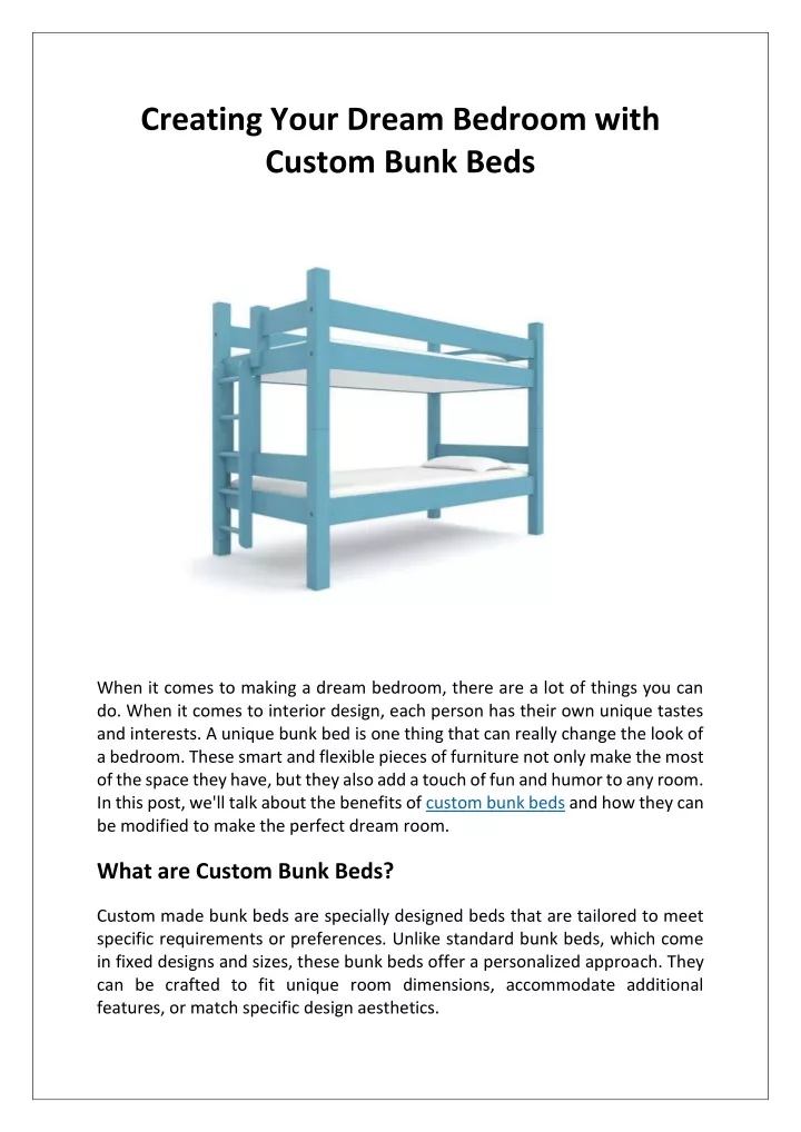 creating your dream bedroom with custom bunk beds